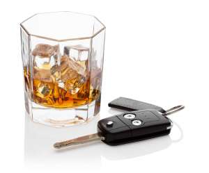Glass of whiskey and car keys DUI DWI Drunk Driving